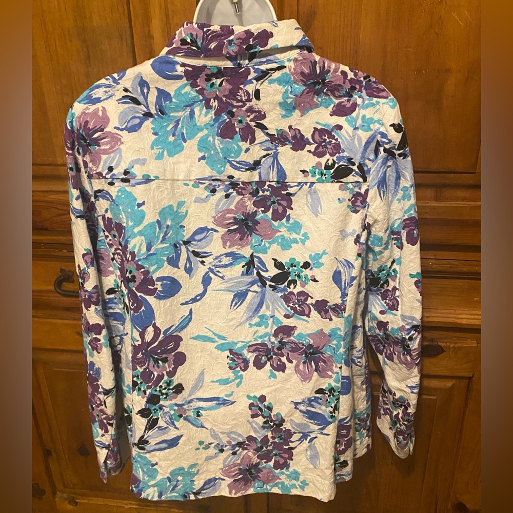 Appleseed's Women's Floral Hibiscus Jacket Blazer Grandmacore Boho Watercolor - Picture 6 of 14